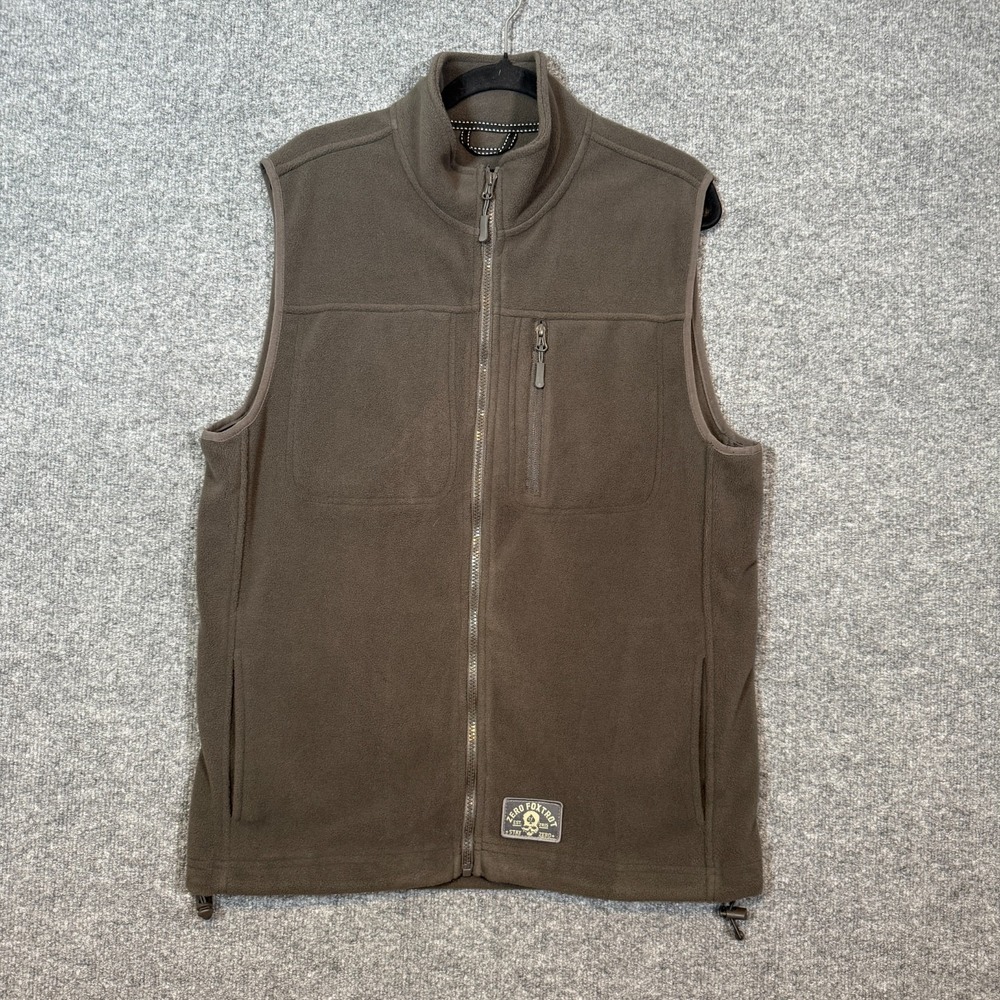 Zero Foxtrot Plush Sherpa Vest Mens Large Green Fleece Sleeveless Full Zip